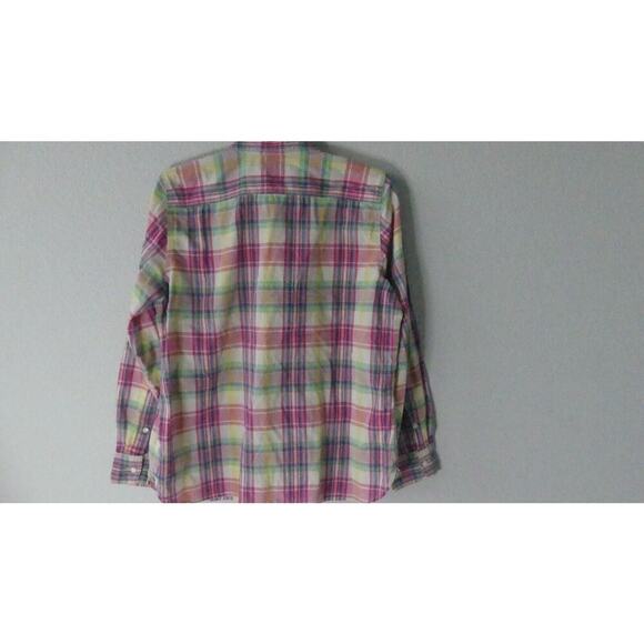 LRL Lauren Denim Pastel Plaid Button-Up Shirt Size Large Lightweight Pockets - Picture 6 of 8